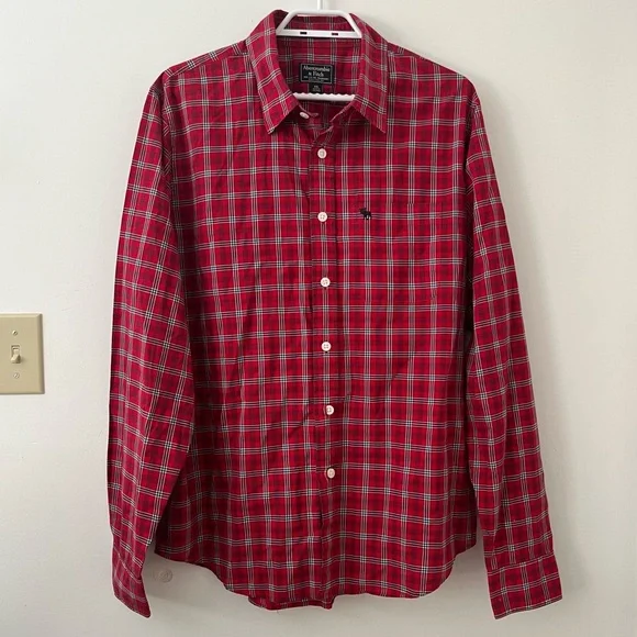 Abercrombie & Fitch Red Plaid Shirt 2XL MEN (excellent condition) - Picture 2 of 7